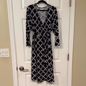 LuLaRoe Black and White Geometric Midi Dress